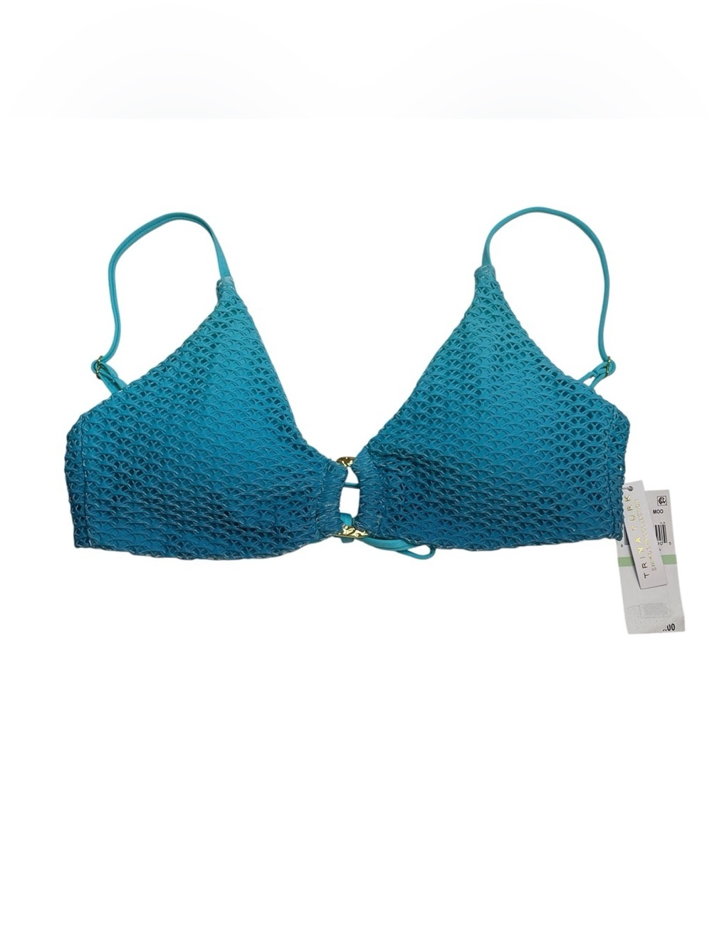 Trina Turk Sun Opal Ombré Ring Bikini Swim Top Moon Blue Size 8 New